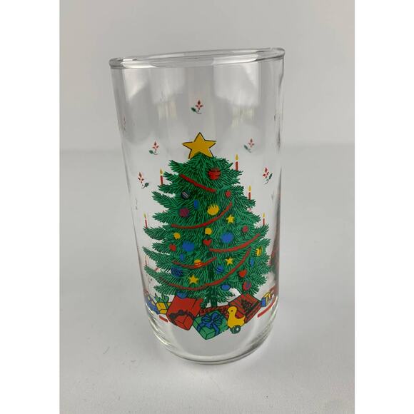 Vintage Christmas Tree Holiday Drinking Tumbler Glass 12 Oz Set Of 8 - Picture 3 of 6